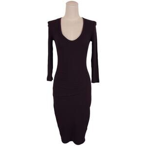 James Perse Ruched Dress Dark Purple Wine Sz 0